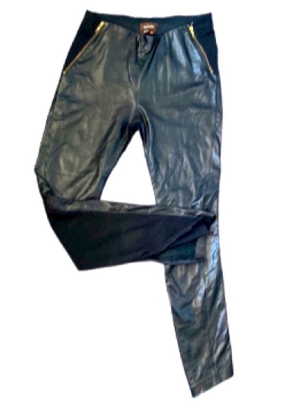 Danier Italian Leather Blend Zipper Elastic Waist Straight Leg Size 12 …